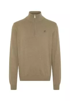 Вязаный свитер на короткой молнии POLO SYLT, цвет Greige Melange