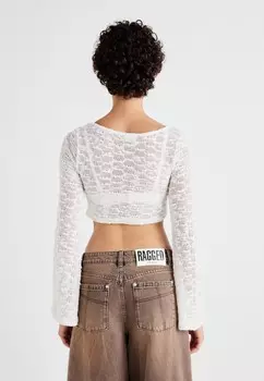 Вязаный свитер NMREMUS U NECK BELLSLEEVE Noisy May, белый