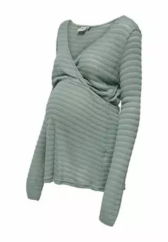 Вязаный свитер NORMAL GESCHNITTEN ONLY MATERNITY, пятнистый светло-зеленый