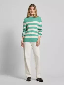 Вязаный свитер обычного кроя с воротником-стойкой и полосатым узором Tom Tailor Denim
