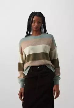 Вязаный свитер ONLATIA STRIPE NOOS ONLY, цвет hedge green/toasted coconut/pumice stone/breen