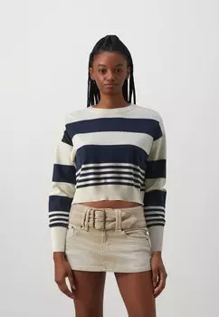 Вязаный свитер ONLIBI CROP NECK ONLY, цвет whitecap/blue