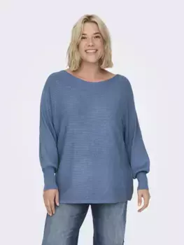 Вязаный свитер ONLY CARMAKOMA "CARNEW ADALINE LIFE L/S PULLOVER KNT", цвет Coronet Blue Detail:Melange