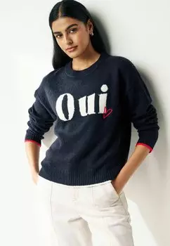 Вязаный свитер OUI SLOGAN ROUND NECK Next, цвет navy blue