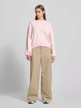Вязаный свитер оверсайз из вискозы, модель «ШАРЛОТТ» Noisy May, розовый