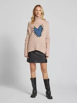 Вязаный свитер оверсайз с водолазкой, модель «ALMA» Zadig & Voltaire, светло-розовый