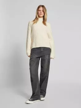 Вязаный свитер оверсайз с воротником-стойкой Gina Tricot, бежевый