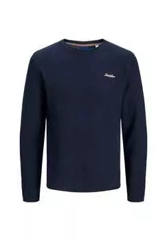 Вязаный свитер paul tons pullover r-neck Jack & Jones, синий