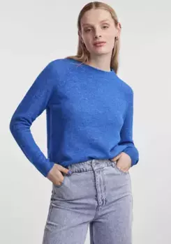 Вязаный свитер "PCJULIANA LS O-NECK KNIT NOOS BC" Pieces, синий