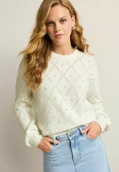 Вязаный свитер PEARL EMBELLISHED Next, цвет ecru white