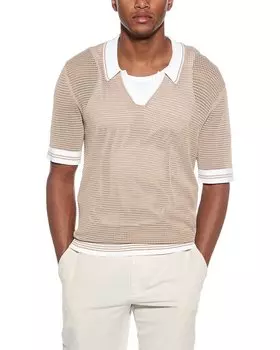 Вязаный свитер-поло Onia Mesh, коричневый