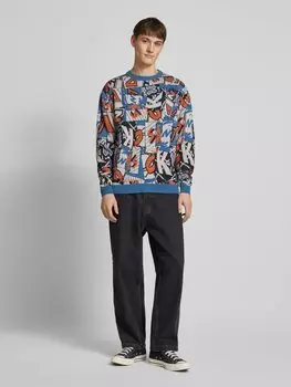 Вязаный свитер прямого кроя с узорчатой вышивкой, модель «Kickback» SANTA CRUZ, синий