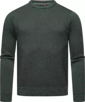 Вязаный свитер Ragwear "Ларрс", стильная мужская толстовка с ребристыми манжетами, зеленый