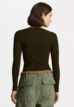 Вязаный свитер RIBBED SCOOPNECK LONG-SLEEVE TOP Ralph Lauren, темно-зеленый