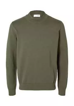 Вязаный свитер "Роберт" с ребристыми манжетами Selected, цвет 216636 kalamata