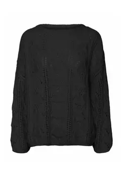 Вязаный свитер Rundhals Voluminser Armschnitt Vero Moda, черный