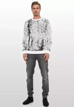 Вязаный свитер Rusty Neal модного двухцветного дизайна, белый