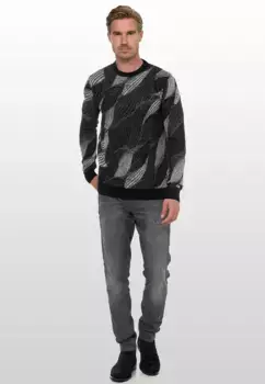 Вязаный свитер Rusty Neal с модным волнистым узором, черный