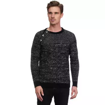 Вязаный свитер Rusty Neal с модными пуговицами, черно-белый