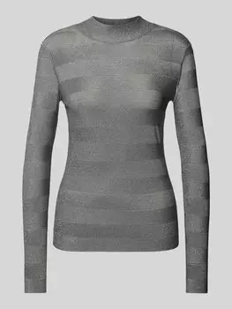 Вязаный свитер с эффектной пряжей Emporio Armani, светло-серый
