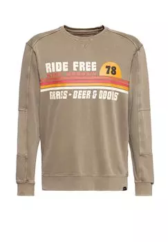 Вязаный свитер с эффектным принтом Ride Grass Boobs KING KEROSIN, коричневый