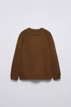 Вязаный свитер с эффектом пряжи knickerbocker ZARA, карамель