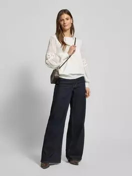 Вязаный свитер с ажурной вышивкой Apricot, кремовый