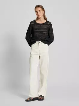 Вязаный свитер с ажурным узором модель «Крючком» s.Oliver RED LABEL, черный