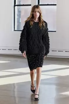 Вязаный свитер с бахромой ZARA, темно-серый