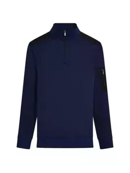 Вязаный свитер с четвертью молнией Bugatchi, синий