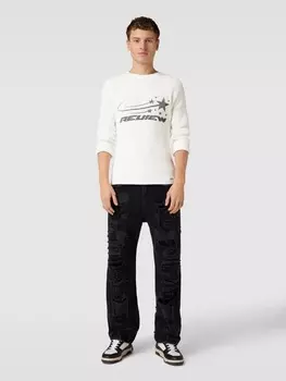 Вязаный свитер с деталью-лейблом Review, белый