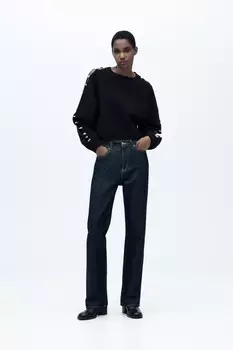 Вязаный свитер с детали в виде мяча ZARA, черный