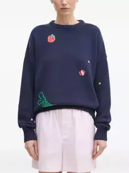 Вязаный свитер с динозавром Fiorucci, синий