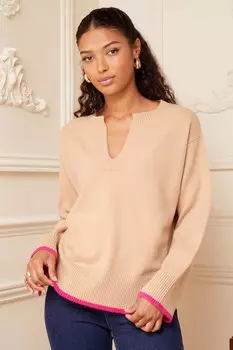 Вязаный свитер с длинными рукавами и V-образным вырезом Love & Roses