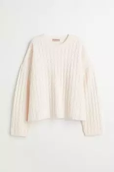 Вязаный свитер с добавлением шерсти H&amp;M, светло-розовый