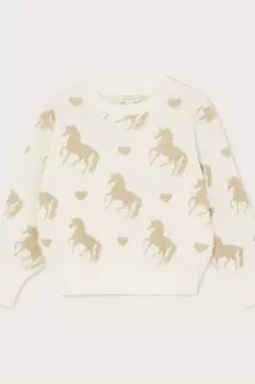 Вязаный свитер с елочками Monsoon, белый