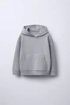 Вязаный свитер с капюшоном ZARA, серый мергель