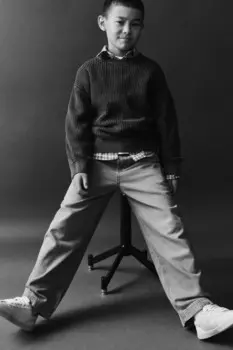 Вязаный свитер с кислотной стиркой ZARA, коричневый