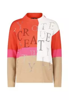 Вязаный свитер с колор блоком BETTY BARCLAY, цвет Red Pink