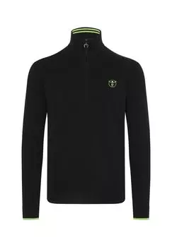 Вязаный свитер с короткой молнией и логотипом CHIEMSEE, цвет Black Medium Green