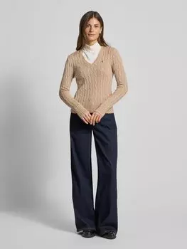 Вязаный свитер с косами, модель «КИМБЕРЛИ» Polo Ralph Lauren, коричневый