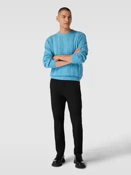 Вязаный свитер с косами, модель «Кубиэль» BOSS Orange, светло-голубой