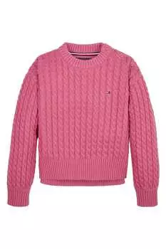 Вязаный свитер с косами Tommy Hilfiger, красный