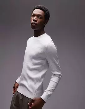 Вязаный свитер с круглым вырезом цвета экрю Mango