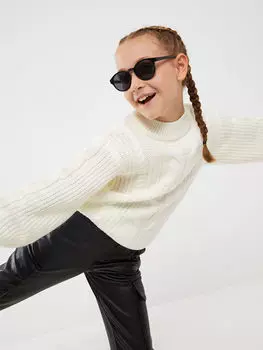 Вязаный свитер с круглым вырезом и длинными рукавами для девочек Southblue