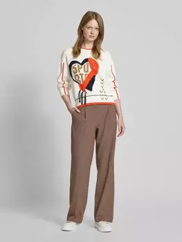 Вязаный свитер с круглым вырезом Marc Cain, кремовый