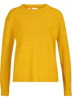 Вязаный свитер с круглым вырезом меланжевого цвета Bpc Bonprix Collection, желтый