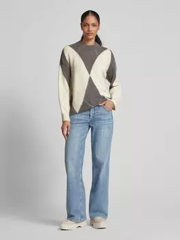 Вязаный свитер с круглым вырезом модель 'GWYNEIRAA ARGYLE' Armedangels, кремовый