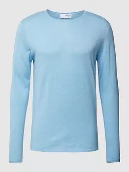 Вязаный свитер с круглым вырезом модель "Рим" Selected, светло-синий