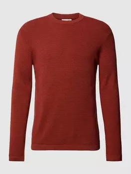 Вязаный свитер с круглым вырезом модель "РОКС" Selected, ржаво-красный